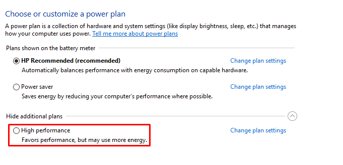 Increase speed of windows 10 by power options